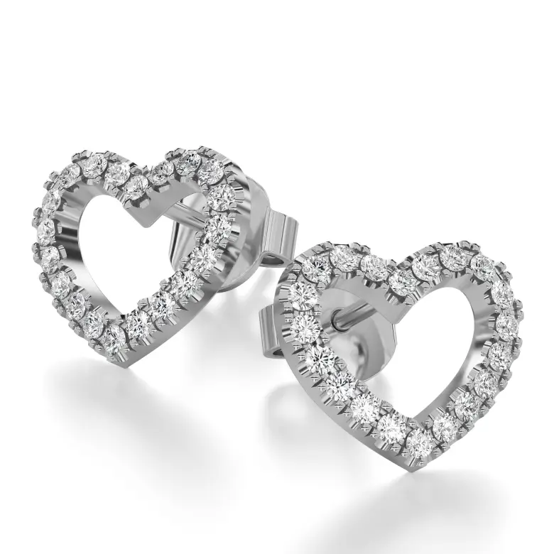 Kolczyki złote serduszka z białego złota AJK_004